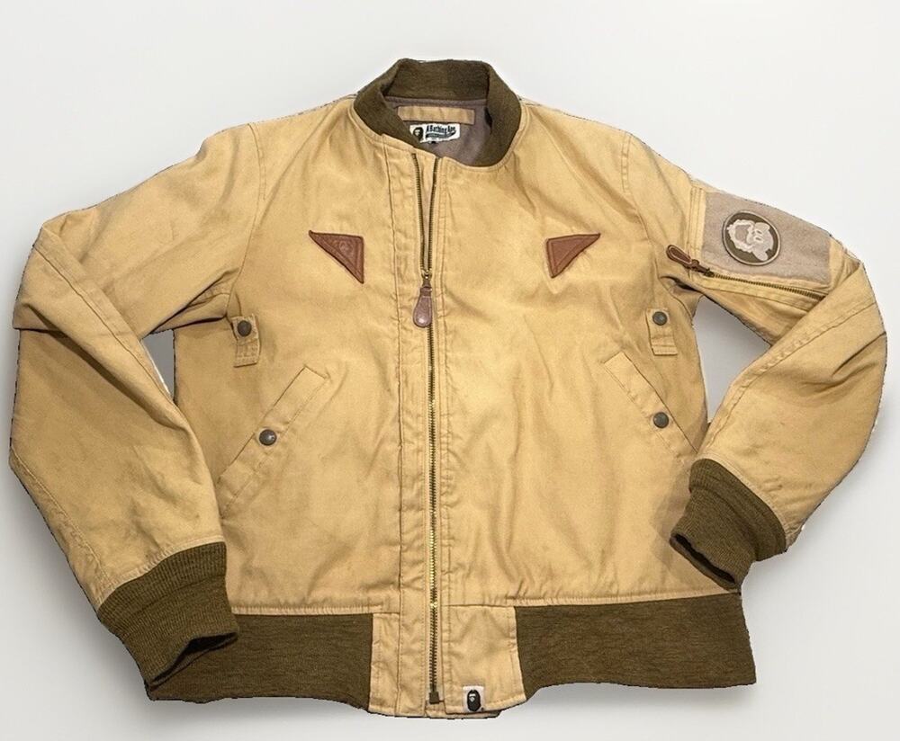 A Bathing Ape B-15A Flight Jacket Tan Sz Large